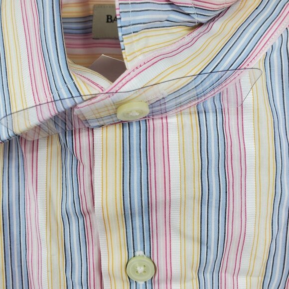 NWT Banana Republic Pink, Blue, Yellow Striped Collared Dress Shirt XL 17 - 17.5 - Picture 6 of 10